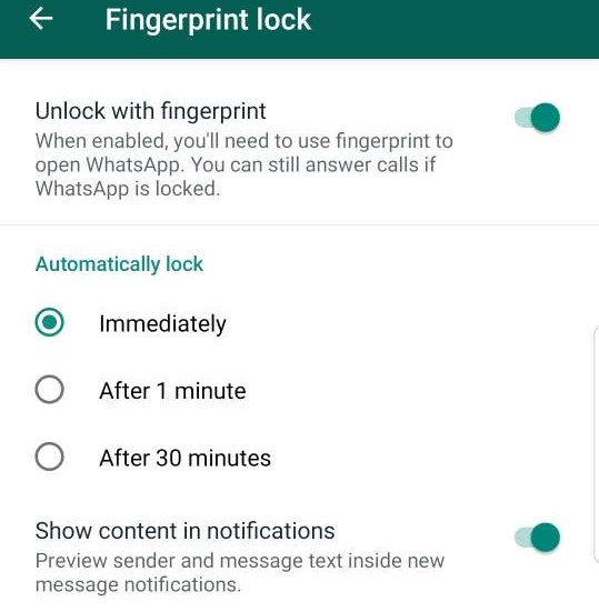 Whatsapp Fingerprint Lock